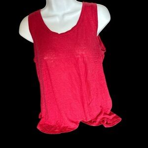 Tahari Red Sleeveless Relaxed fit Linen Tank Top